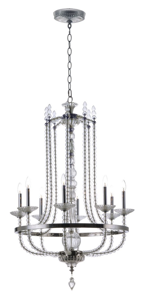 Maxim Lighting-30007CLPN-Paris-Eight Light Chandelier-31.5 Inches wide by 49.75 inches high   Polished Nickel Finish with Clear Glass