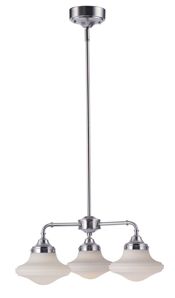 Maxim Lighting-30243SWSN-New School-23W 3 LED Chandelier-21.5 Inches wide by 9.5 inches high   Satin Nickel Finish with Satin White Glass