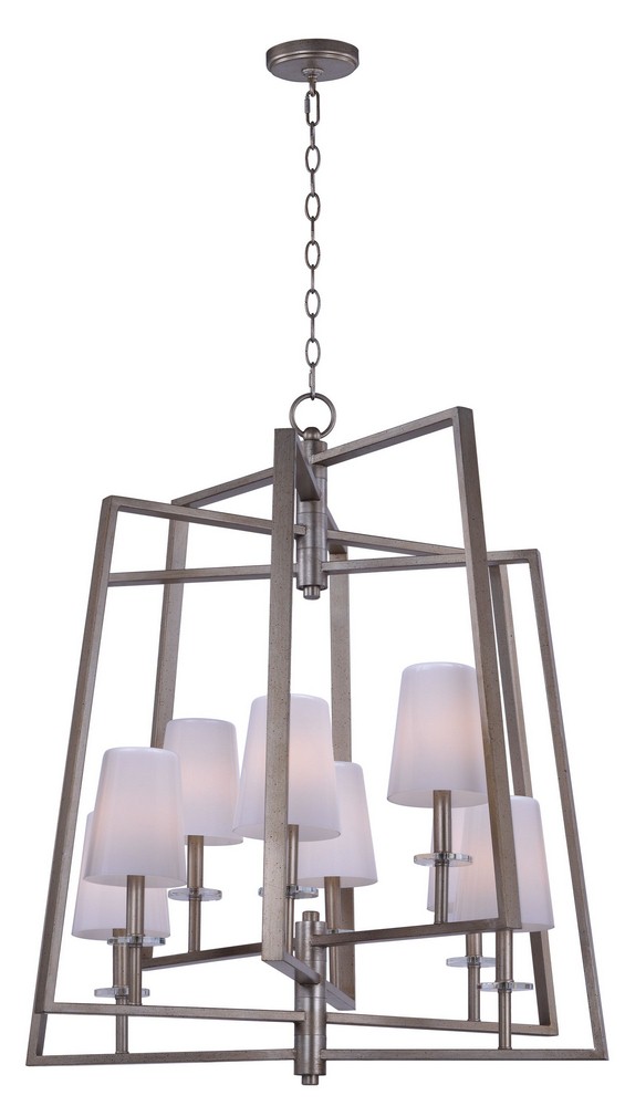 Maxim Lighting-30255WTPD-Swing-Eight Light Chandelier-30 Inches wide by 36 inches high   Platinum Dusk Finish with White Glass