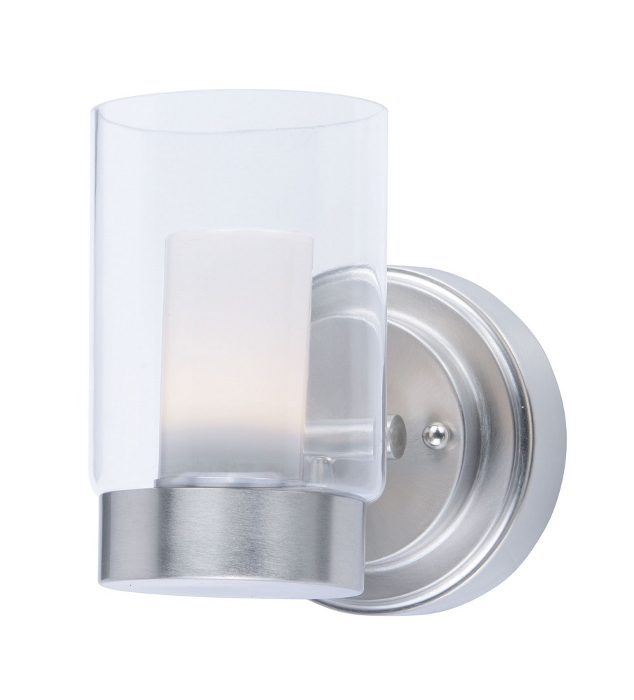 Maxim Lighting-30261CLFTSN-Mod-8W 1 LED Wall Sconce-5 Inches wide by 6.75 inches high   Satin Nickel Finish with Clear/Frosted Glass