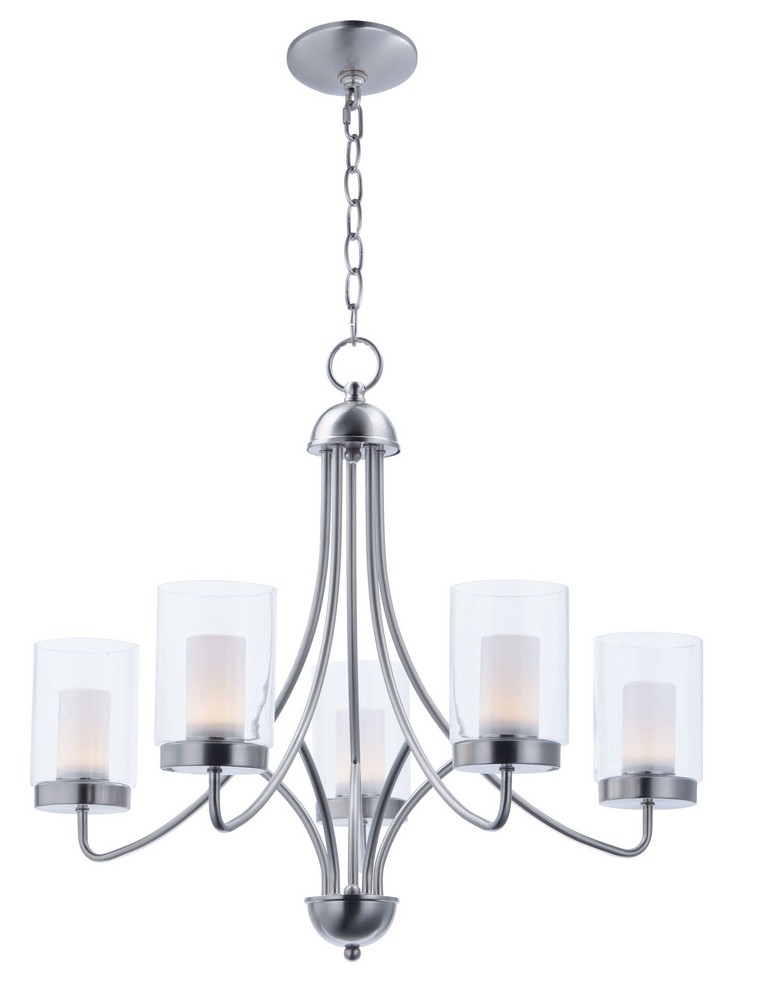 Maxim Lighting-30265CLFTSN-Mod-32.5W 5 LED Chandelier-26 Inches wide by 22.5 inches high   Satin Nickel Finish with Clear/Frosted Glass