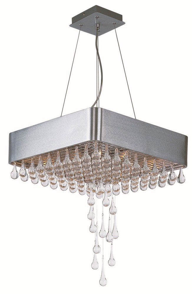 Maxim Lighting-30724CLAL-Drops-Nine Light Pendant in Modern style-17.5 Inches wide by 20 inches high   Brushed Aluminum Finish with Clear Glass