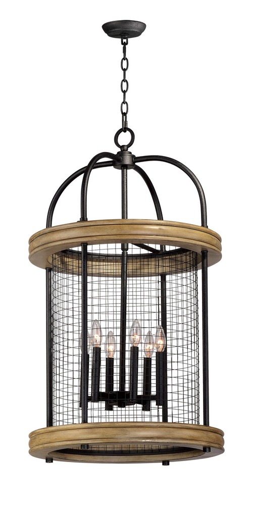 Maxim Lighting-32387DWBK-Lancaster-Six Light Pendant-20.5 Inches wide by 35.5 inches high   Driftwood/Black Finish