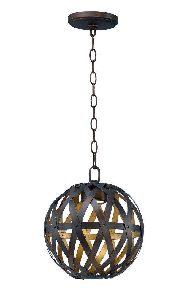 Maxim Lighting-35053BZGTGLD-Weave-Pendant 1 Light-12 Inches wide by 14 inches high   Bronze Gilt/Gold Finish