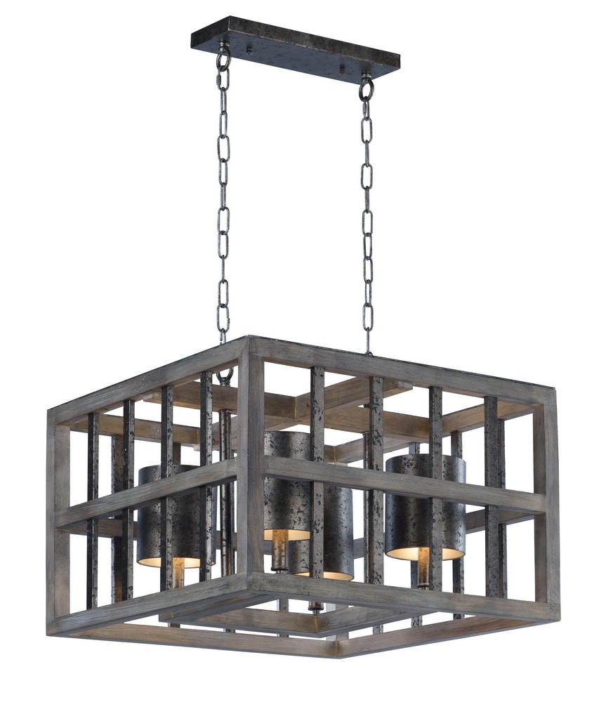 Maxim Lighting-35065WWDCI-Cottage-Four Light Pendant-23.5 Inches wide by 17 inches high   Weathered Wood Finish