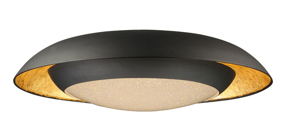 Maxim Lighting-35074CYGLBK-Iris-33.6W 1 LED Flush Mount-23.5 Inches wide by 6 inches high Gold Leaf/Black  Silver Leaf/White Finish with Crystaline Glass