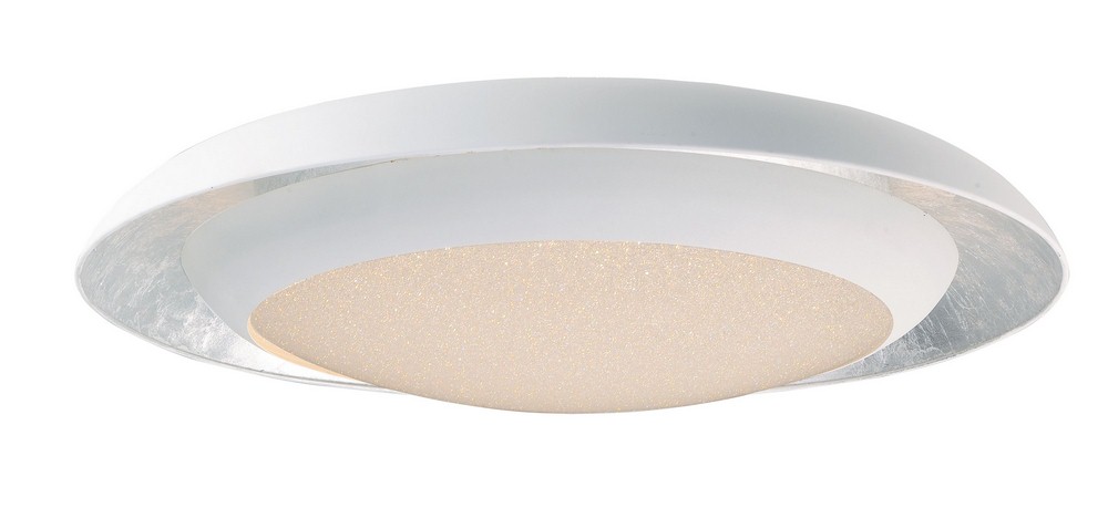 Maxim Lighting-35078CYSLWT-Iris-58.8W 1 LED Flush Mount-29.5 Inches wide by 6.25 inches high   Silver Leaf/White Finish with Crystaline Glass