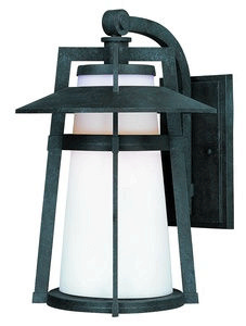 Maxim Lighting-3534SWAE-Calistoga-One Light Outdoor Wall Mount in Modern style-9 Inches wide by 12.5 inches high   Adobe Finish with Satin White Glass