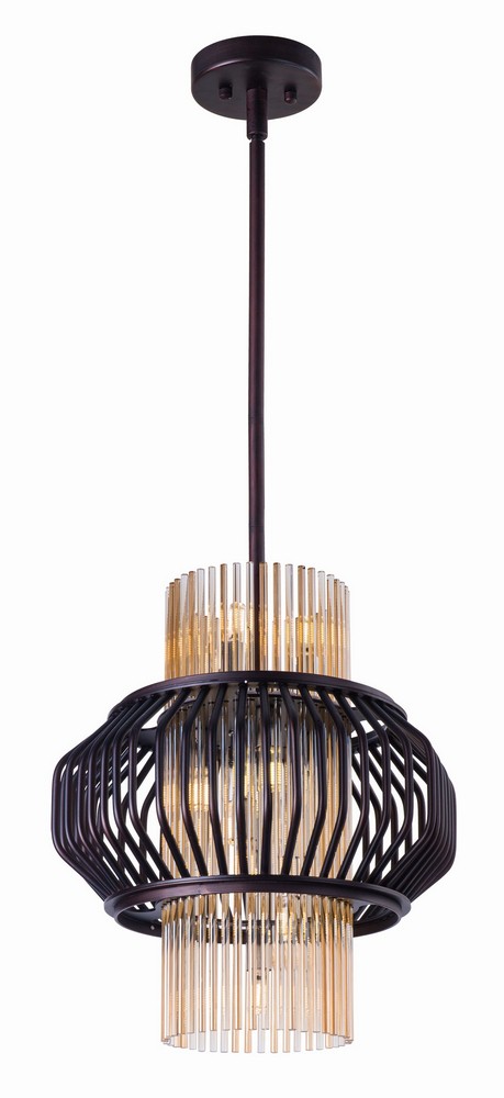 Maxim Lighting-38485CGOI-Aviary-Pendant 1 Light-15 Inches wide by 18 inches high   Oil Rubbed Bronze Finish with Cognac Glass