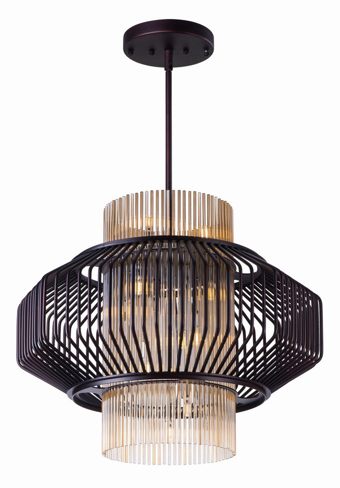 Maxim Lighting-38487CGOI-Aviary-Pendant 1 Light-28 Inches wide by 23.5 inches high   Oil Rubbed Bronze Finish with Cognac Glass