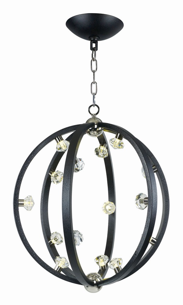 Maxim Lighting-39104BCTXBPN-Equinox-Pendant 1 Light-25 Inches wide by 29.75 inches high   Textured Black/Polished Nickel Finish with Beveled Crystal