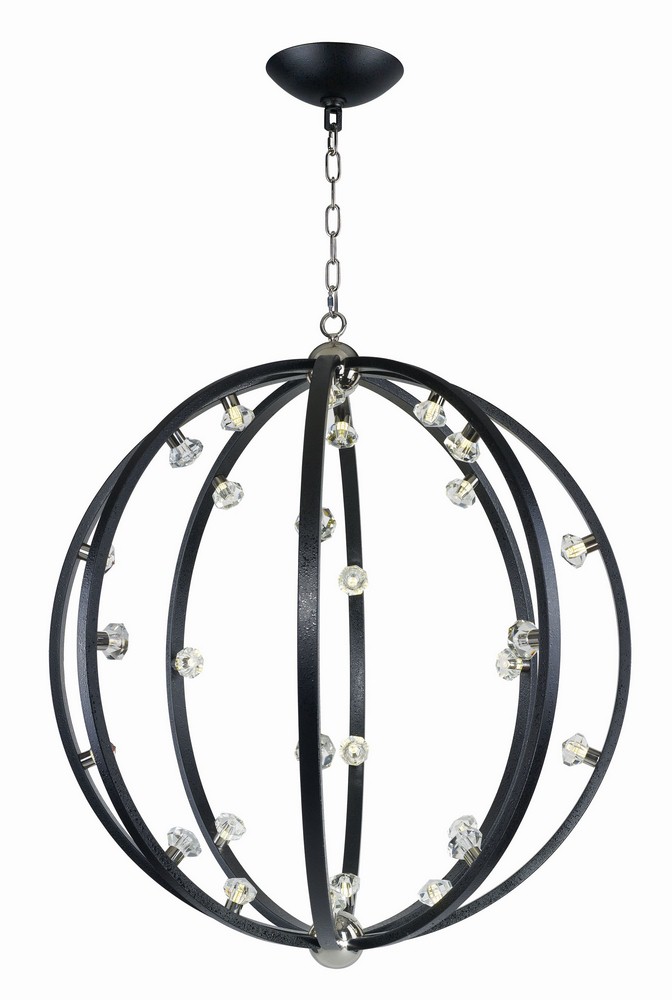 Maxim Lighting-39108BCTXBPN-Equinox-Pendant 28 Light-39.75 Inches wide by 46.5 inches high Textured Black/Polished Nickel  Textured Black/Polished Nickel Finish with Beveled Crystal