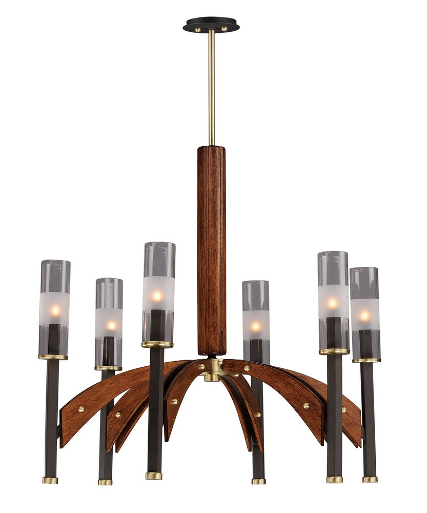 Maxim Lighting-39516CLBZAP-Merge-Six Light Chandelier-29 Inches wide by 28 inches high Bronze/Antique Pecan  Bronze/Antique Pecan Finish with Clear Glass