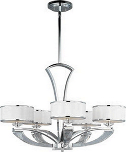 Maxim Lighting-39825BCWTPC-Metro-Five Light Chandelier in Modern style-34 Inches wide by 24 inches high   Polished Chrome Finish with Beveled Crystal Glass