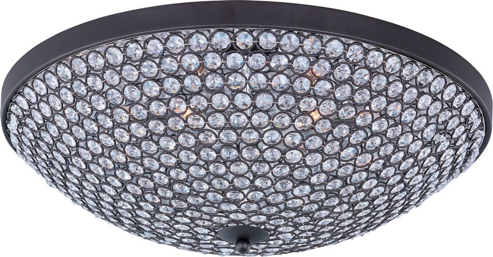 Maxim Lighting-39872BCBZ-Glimmer-Six Light Flush Mount in Crystal style-19 Inches wide by 5.5 inches high   Bronze Finish with Beveled Crystal Glass