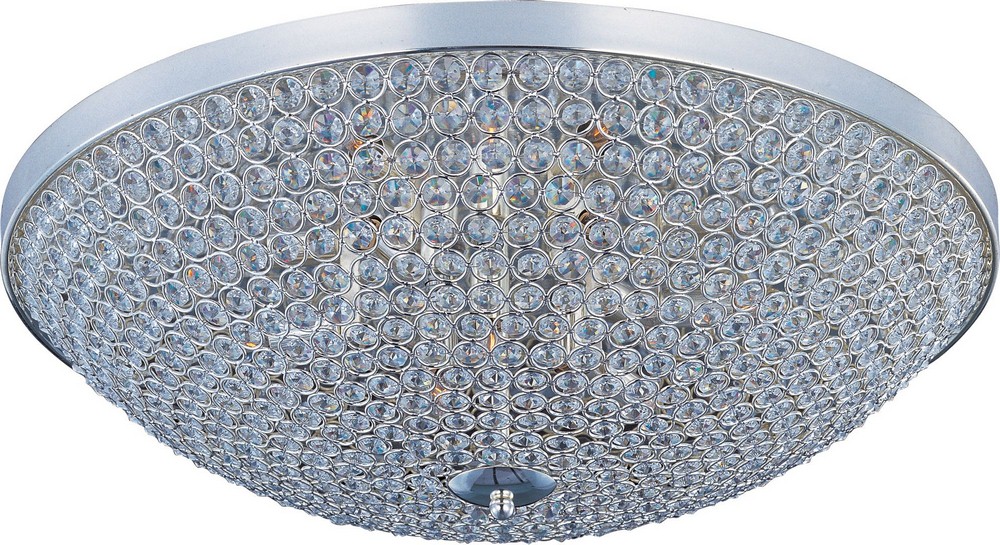 Maxim Lighting-39872BCPS-Glimmer - Six Light Flush Mount   Plated Silver Finish with Beveled Crystal Glass