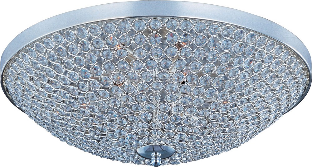 Maxim Lighting-39873BCPS-Glimmer-Nine Light Flush Mount in Crystal style-22 Inches wide by 8 inches high   Plated Silver Finish with Beveled Crystal Glass