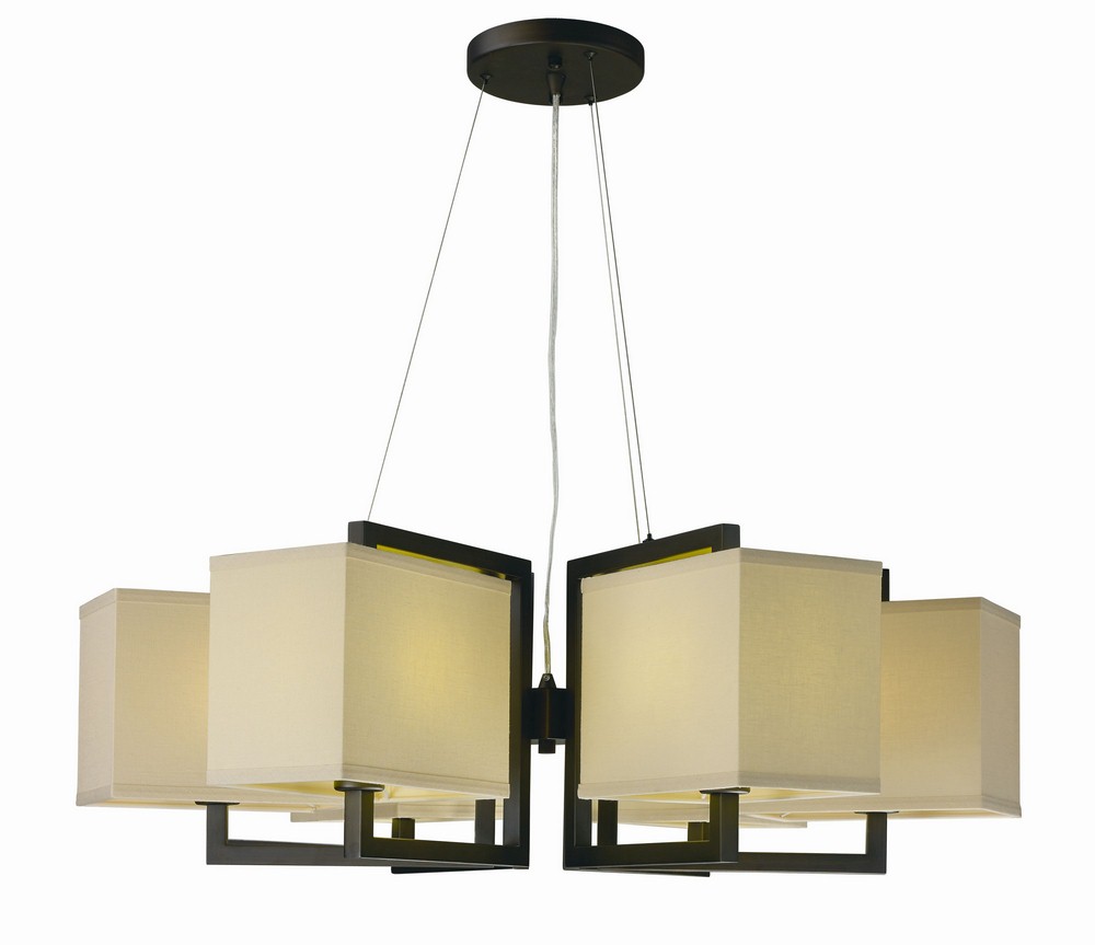 Maxim Lighting-43556LNDBZ-Baldwin-54W 6 LED Pendant-35.5 Inches wide by 12 inches high   Dark Bronze Finish with White Linen Shade