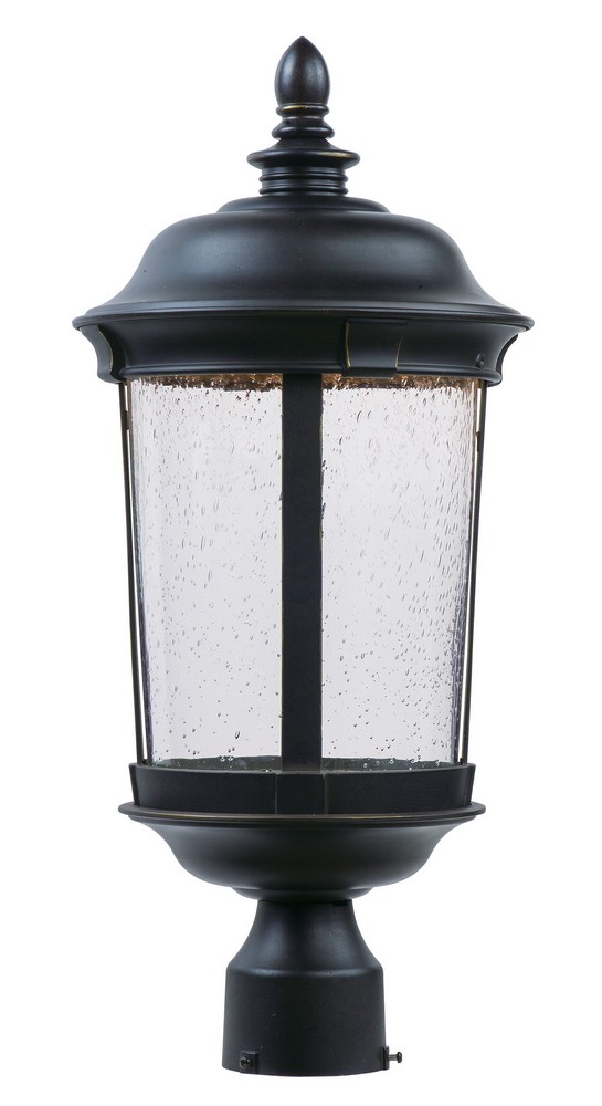 Maxim Lighting-55021CDBZ-Dover-12W 1 LED Outdoor Post Lantern-9.25 Inches wide by 21 inches high   Bronze Finish with Seedy Glass