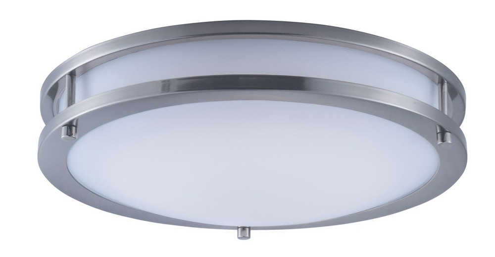 Maxim Lighting-55543WTSN-Linear - 14 Inch 20W 1 LED Flush Mount   Satin Nickel Finish with White Glass