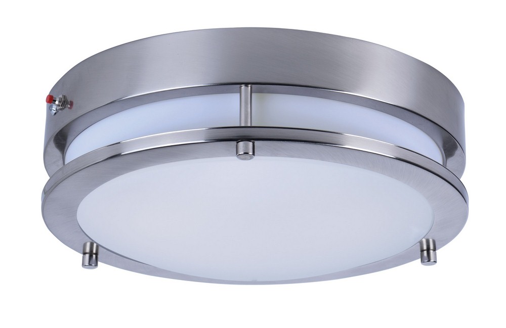 Maxim Lighting-55546WTSN-Linear-15W 1 LED Flush Mount-11.75 Inches wide by 4.25 inches high   Satin Nickel Finish with White Glass