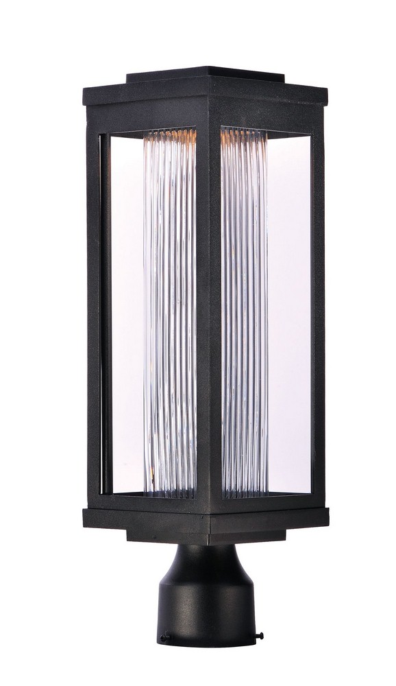 Maxim Lighting-55900CRBK-Salon-12W 1 LED Outdoor Post Mount-6 Inches wide by 19.5 inches high Black Bubble Black Finish with Water Glass