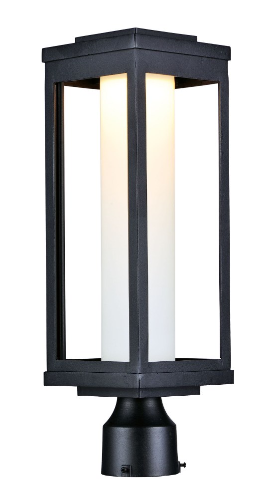 Maxim Lighting-55900SWBK-Salon-12W 1 LED Outdoor Post Mount-6 Inches wide by 19.5 inches high Black Satin White Black Finish with Water Glass