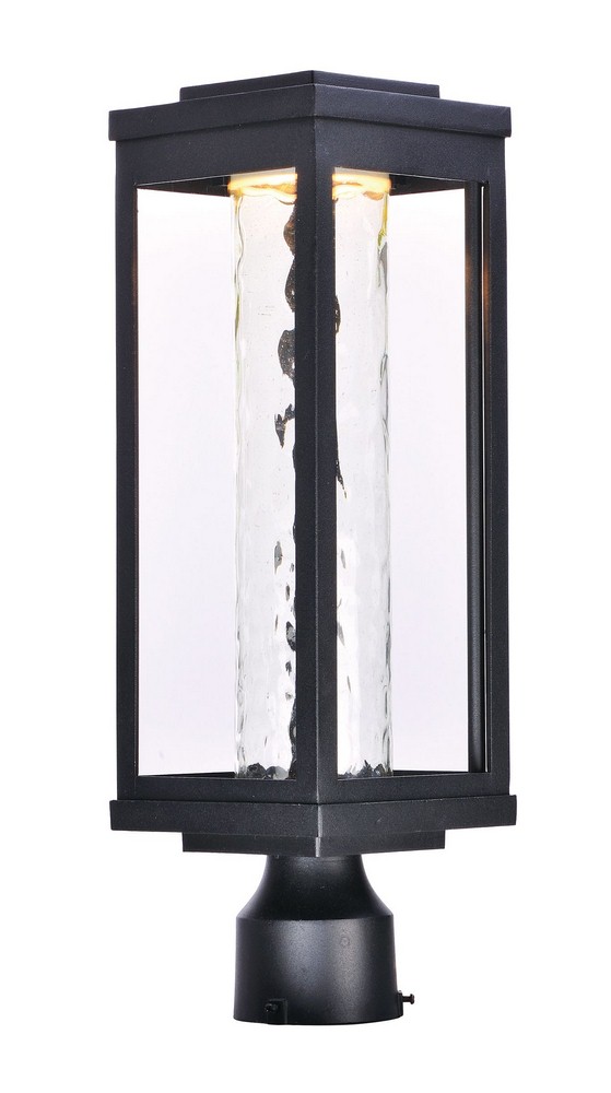 Maxim Lighting-55900WGBK-Salon-12W 1 LED Outdoor Post Mount-6 Inches wide by 19.5 inches high Black Water Black Finish with Water Glass