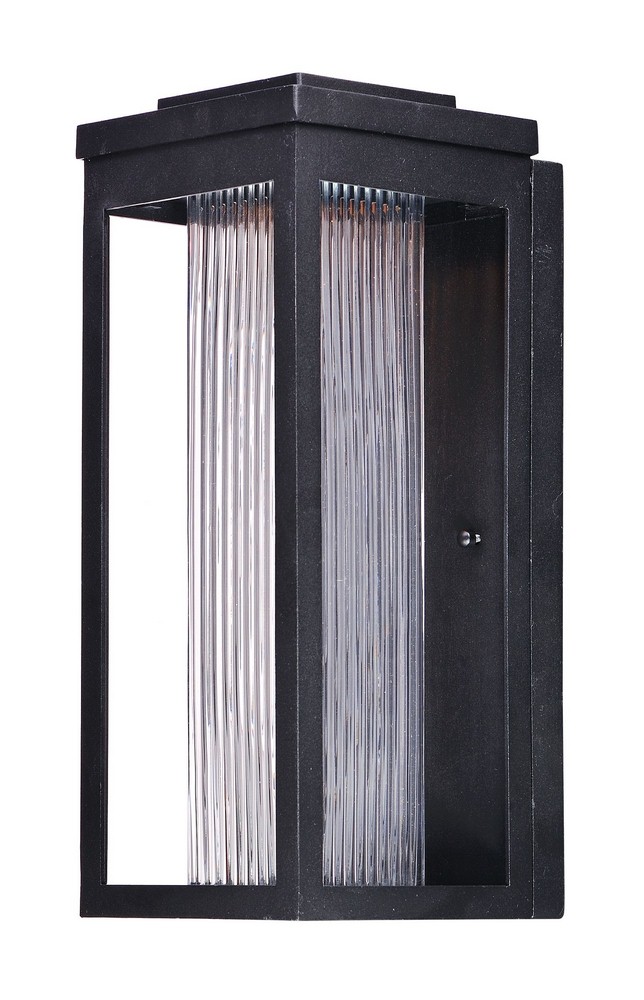 Maxim Lighting-55904CRBK-Salon-12W 1 LED Outdoor Wall Mount-6 Inches wide by 15 inches high Black Clear Ribbed Black Finish with Water Glass