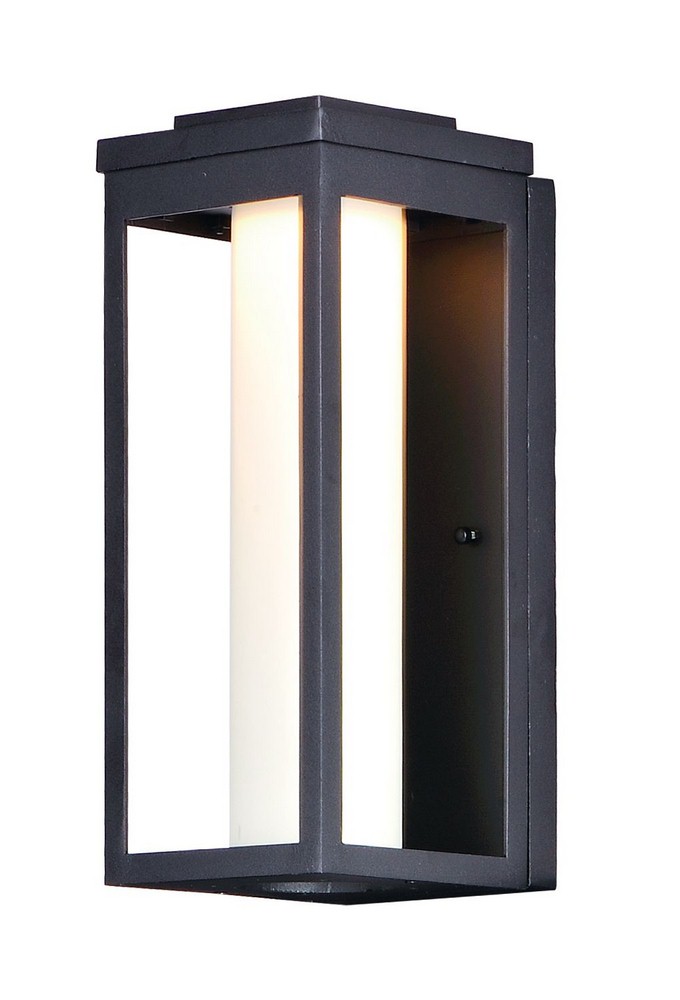 Maxim Lighting-55904SWBK-Salon-12W 1 LED Outdoor Wall Mount-6 Inches wide by 15 inches high Black Satin White Black Finish with Water Glass