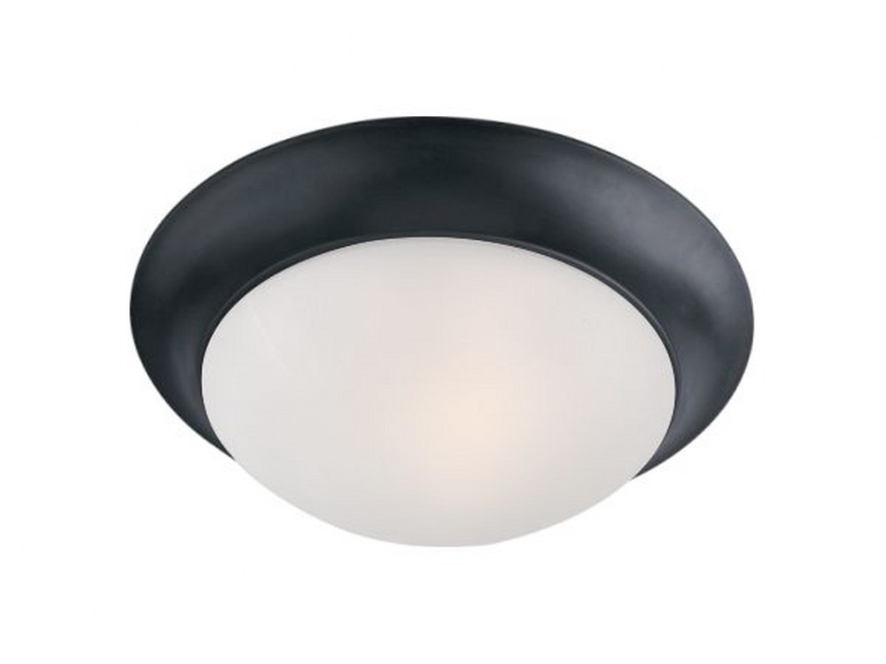 Maxim Lighting-5850FTBK-Essentials-585x-1 Light Flush Mount in Early American style-12 Inches wide by 4 inches high   Black Finish with Frosted Glass