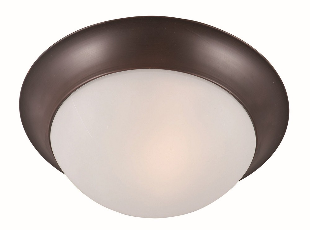 Maxim Lighting-5850FTOI-Essentials-One Light Flush Mount in Early American style-12 Inches wide by 4 inches high Oil Rubbed Bronze  Satin Nickel Finish with Frosted Glass