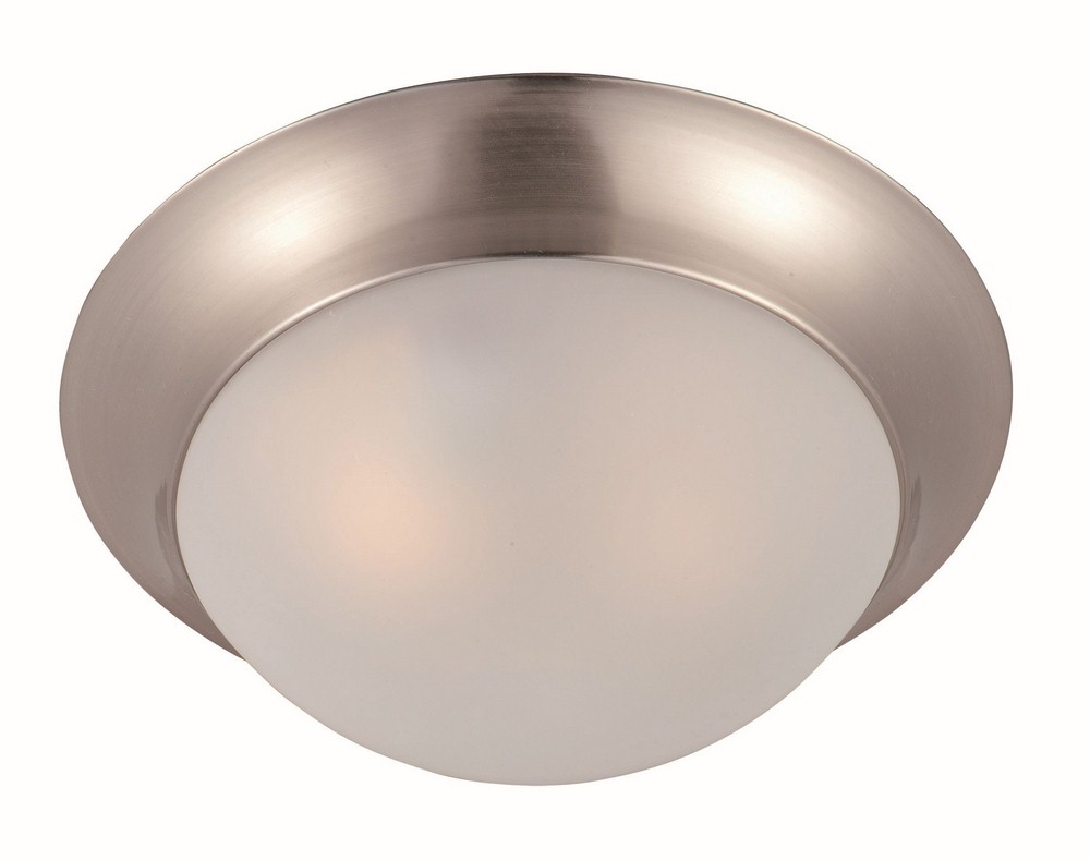 Maxim Lighting-5850FTSN-Essentials-One Light Flush Mount in Early American style-12 Inches wide by 4 inches high Satin Nickel  Satin Nickel Finish with Frosted Glass