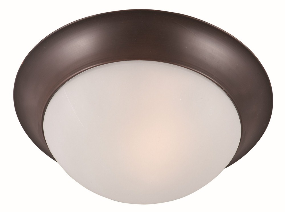 Maxim Lighting-5851FTOI-Essentials-Two Light Flush Mount in Early American style-14 Inches wide by 5 inches high   Oil Rubbed Bronze Finish with Frosted Glass