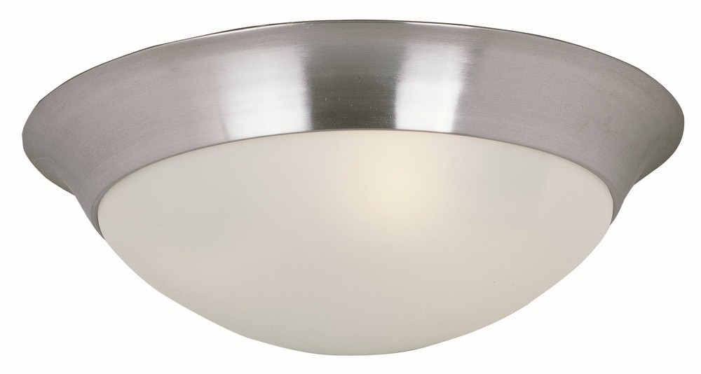 Maxim Lighting-5851FTSN-Essentials-Two Light Flush Mount in Early American style-14 Inches wide by 5 inches high Satin Nickel  Oil Rubbed Bronze Finish with Frosted Glass