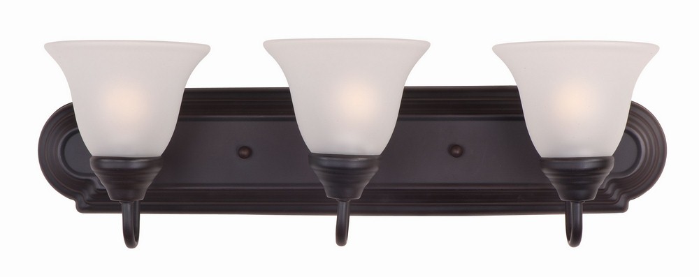 Maxim Lighting-8013FTOI-Essentials-3 Light Early American Bath Vanity in Early American style-24 Inches wide by 7 inches high   Oil Rubbed Bronze Finish with Frosted Glass