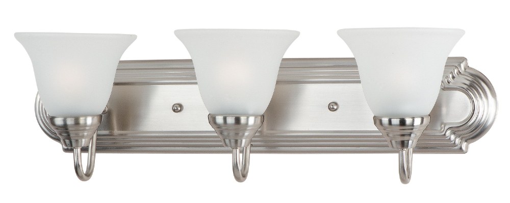 Maxim Lighting-8013FTSN-Essentials-3 Light Early American Bath Vanity in Early American style-24 Inches wide by 7 inches high   Satin Nickel Finish with Frosted Glass