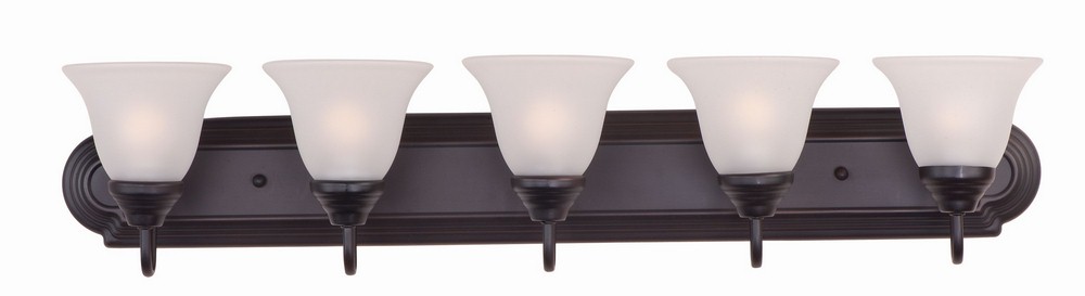 Maxim Lighting-8015FTOI-Essentials-5 Light Early American Bath Vanity in Early American style-36 Inches wide by 7 inches high   Oil Rubbed Bronze Finish with Frosted Glass