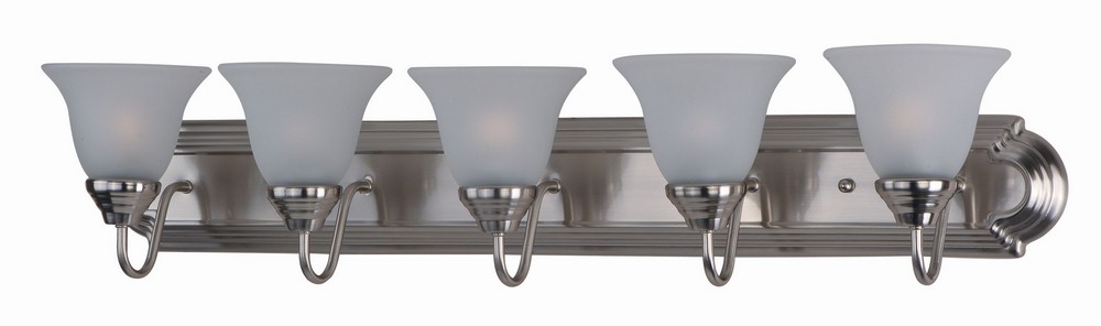 Maxim Lighting-8015FTSN-Essentials-5 Light Early American Bath Vanity in Early American style-36 Inches wide by 7 inches high   Satin Nickel Finish with Frosted Glass