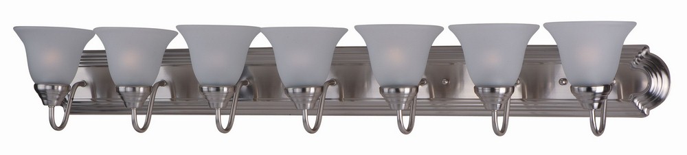 Maxim Lighting-8016FTSN-Essentials-7 Light Early American Bath Vanity in Early American style-48 Inches wide by 7 inches high   Satin Nickel Finish with Frosted Glass