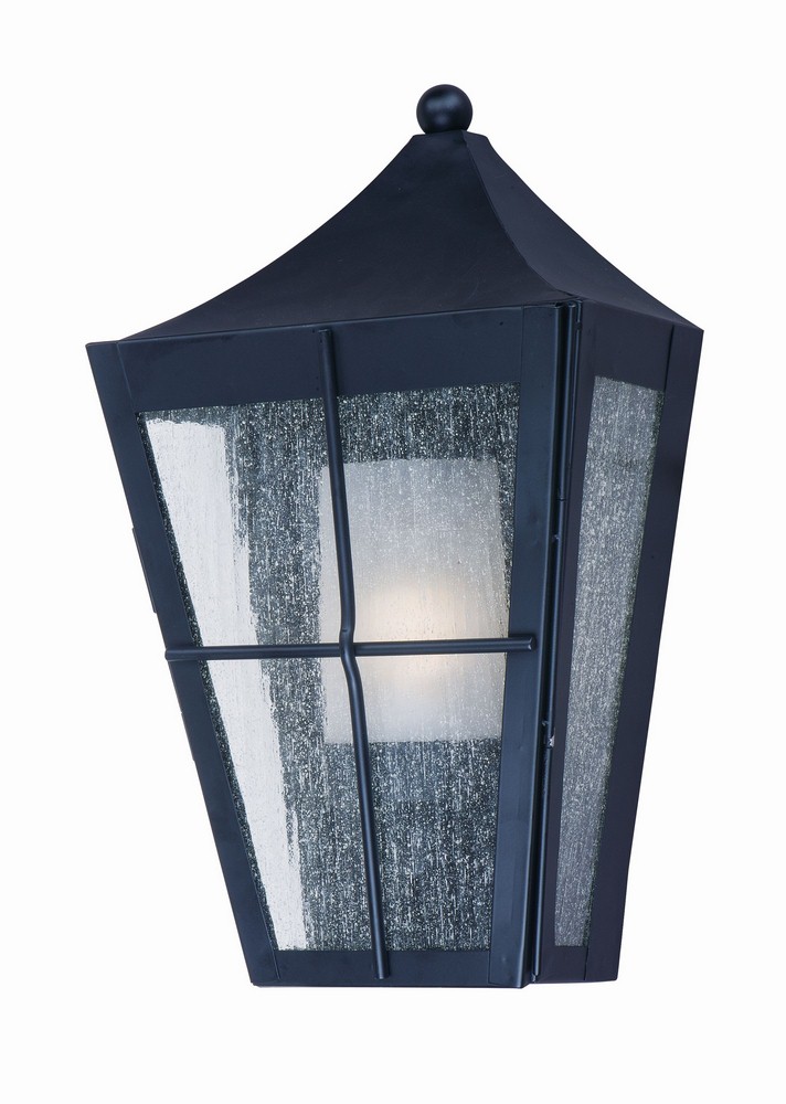 Maxim Lighting-85336CDFTBK-Revere 16 Inch Outdoor Wall Lantern Stainless Steel Approved for Wet Locations   Black Finish with Seedy/Frosted Glass
