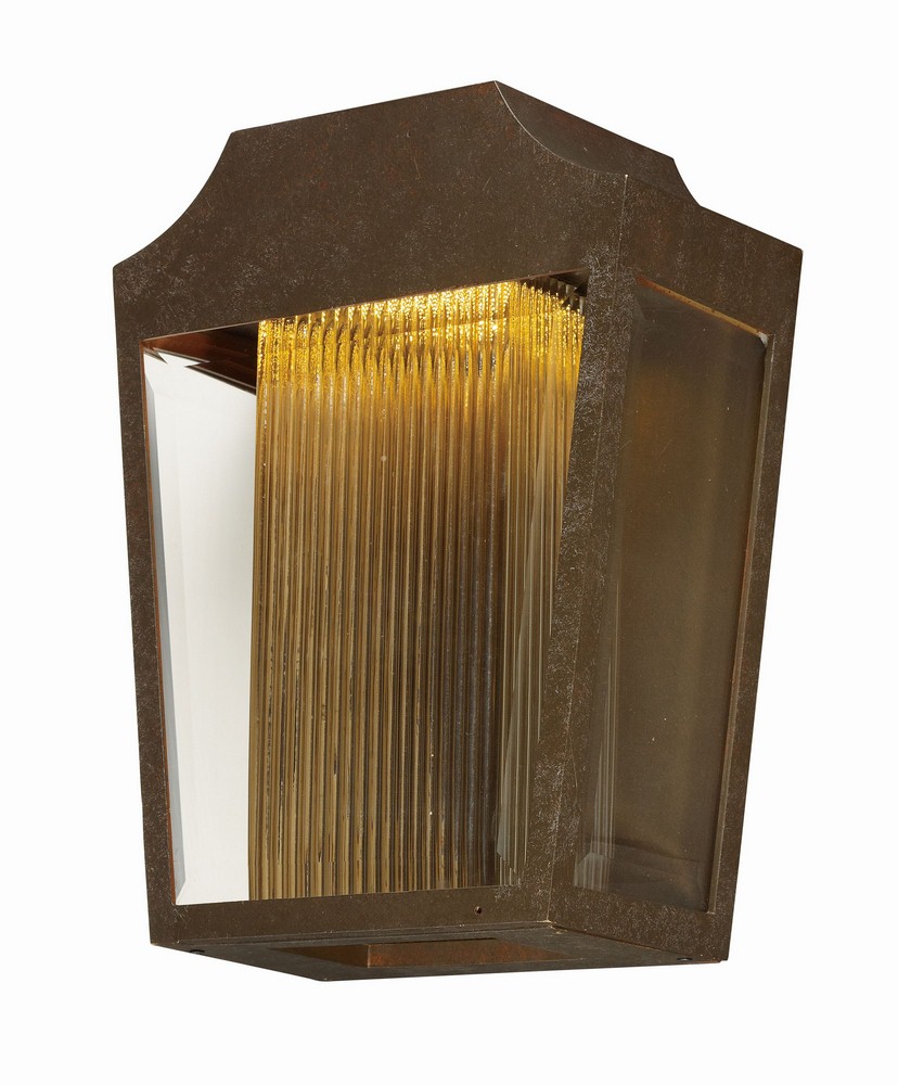 Maxim Lighting-85632CLTRAE-Villa-Outdoor Wall Lantern-9 Inches wide by 12.25 inches high   Adobe Finish with Clear/Topaz Ribbed Glass
