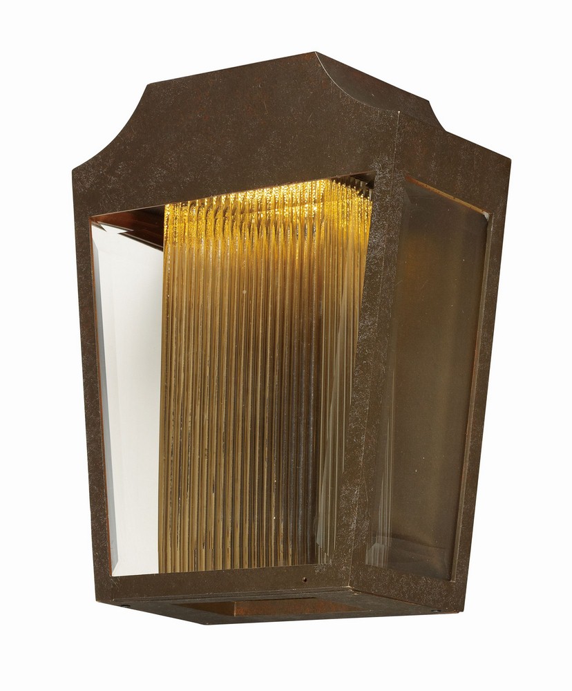 Maxim Lighting-85632CLTRAE-Villa-Outdoor Wall Lantern-9 Inches wide by 12.25 inches high Adobe  Adobe Finish with Clear/Topaz Ribbed Glass