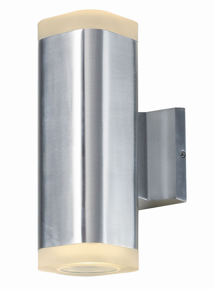 Maxim Lighting-86135AL-Lightray-12W 2 LED Outdoor Wall Sconce in Modern style-3.5 Inches wide by 10.25 inches high   Brushed Aluminum Finish with Frosted Glass