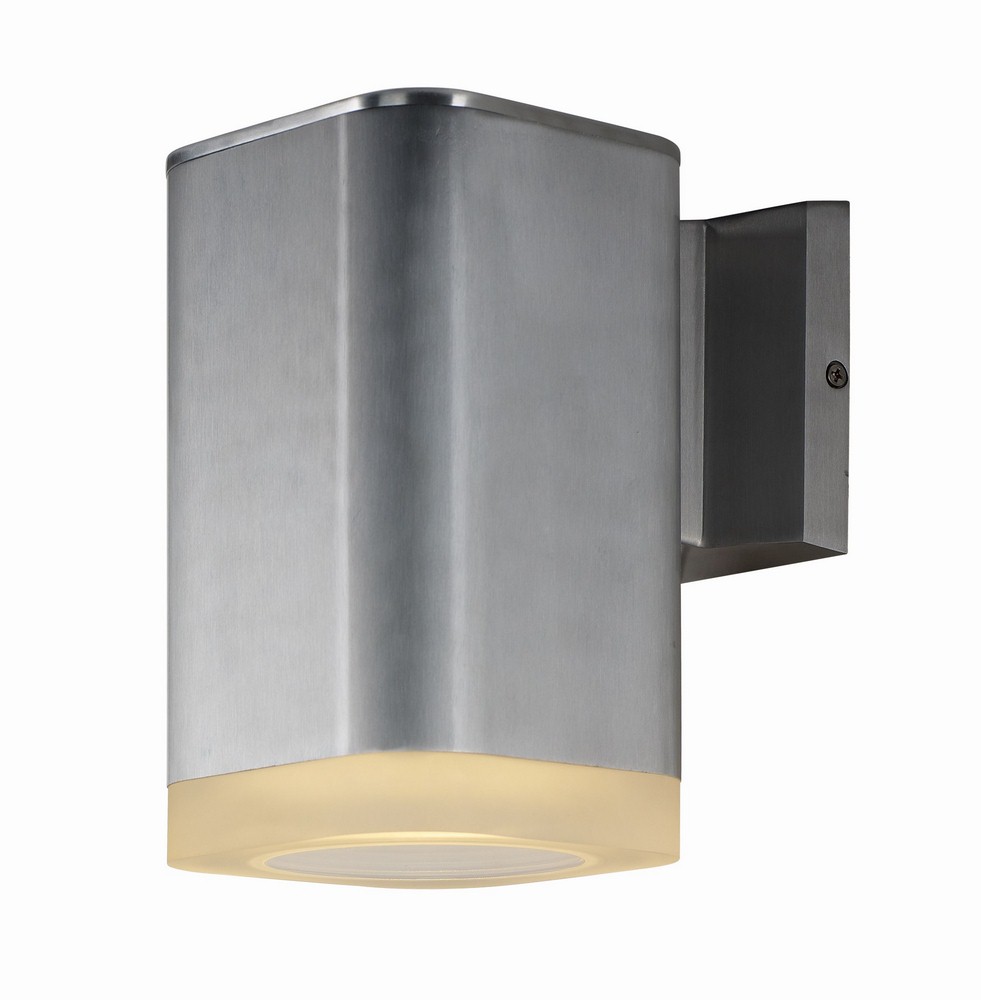 Maxim Lighting-86137AL-Lightray-11W 1 LED Outdoor Wall Sconce in Modern style-4.75 Inches wide by 8.25 inches high   Brushed Aluminum Finish with Frosted Glass