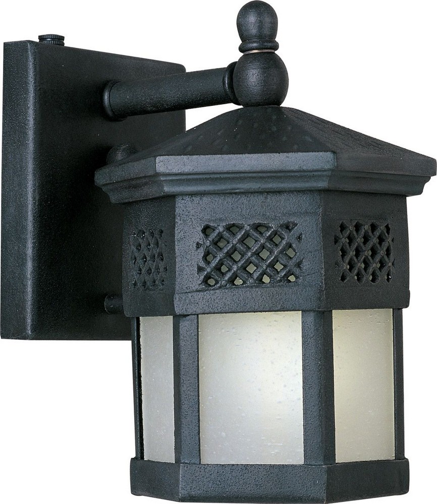 Maxim Lighting-86322FSCF-Scottsdale EE-Outdoor Wall Lantern Mediterranean Forged Iron in Mediterranean style-6 Inches wide by 8.5 inches high   Country Forge Finish with Frosted Seedy Glass
