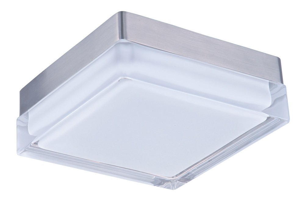 Maxim Lighting-87644CLWTSN-Illuminaire-15W 1 LED Flush Mount-7 Inches wide by 2.5 inches high Satin Nickel  Satin Nickel Finish with Clear/White Glass