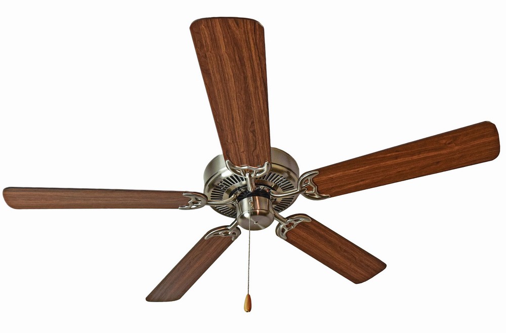Maxim Lighting-89905SNWP-Basic-Max-Ceiling Fan in Builder style-52 Inches wide by 12.5 inches high with Walnut / Pecan Blade Finish  Satin Nickel Finish