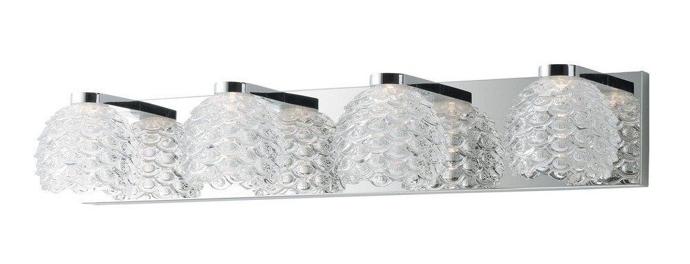 Maxim Lighting-9064CWPC-Fringe 4 Light Bath Vanity Approved for Damp Locations   Polished Chrome Finish with Clear Wave Glass