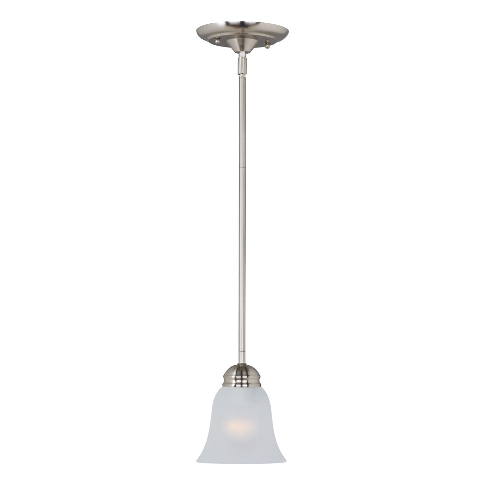 Maxim Lighting-91011FTSN-Basix-1 Light Mini Pendant in Contemporary style-6.5 Inches wide by 5.5 inches high Satin Nickel  Polished Chrome Finish with Frosted Glass